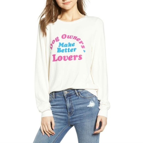 💕WILDFOX💕 Dog Owners Make Better Lovers Baggy Beach Jumper Sweatshirt M - Picture 5 of 13